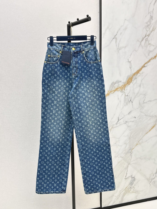 Laser-Washed Straight-Leg Denim Trousers