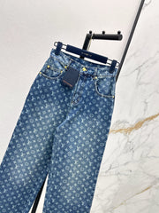 Laser-Washed Straight-Leg Denim Trousers