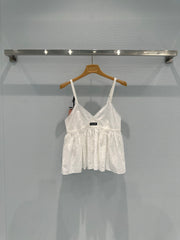 Hollow-out cotton-linen camisole