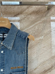 Denim drawstring vest