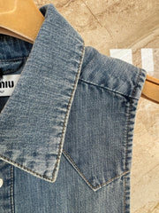 Denim drawstring vest