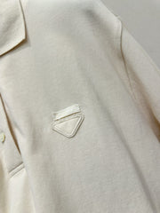 Faux two-piece cropped polo shirt