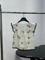 Floral Print Linen Top
