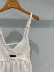 Linen and cotton patchwork slip dress