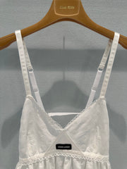 Linen and cotton patchwork slip dress