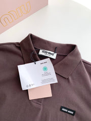 Faux two-piece layered polo long-sleeved shirt