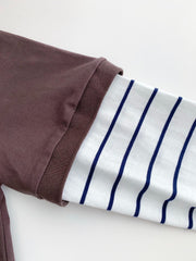 Faux two-piece layered polo long-sleeved shirt