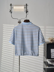 Triangular Logo Striped Short-Sleeve Shirt