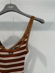 Lace-trimmed striped vest