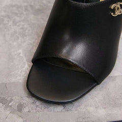 Open-toe high-heeled mules
