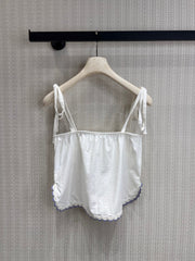 Off-white lace-trimmed vacation-style camisole