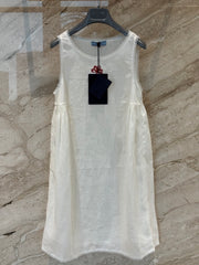 Textured White Sleeveless Dress