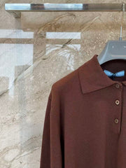 Brown Knitted Polo Sweater