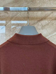 Brown Knitted Polo Sweater