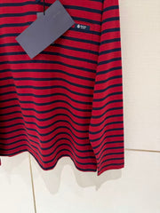Long-Sleeve T-Shirt with Burgundy Stripes