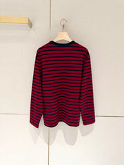 Long-Sleeve T-Shirt with Burgundy Stripes