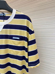 Striped Short-Sleeve Shirt with Patch Pocket