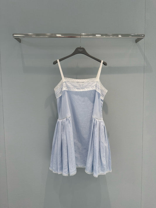 Linen Lace-Trim Cami Dress