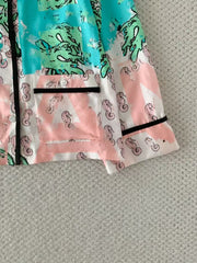 Graffiti Letter Print Silk Shirt