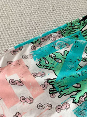 Graffiti Letter-Print Silk Trousers