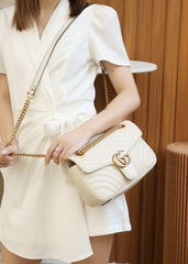 white Small Marmont 2.0 Shoulder Bag