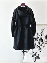 Hooded Loose Drawstring Classic Nylon Casual Rain jacket