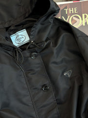 Hooded Loose Drawstring Classic Nylon Casual Rain jacket