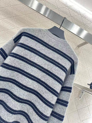 Striped Knit Long-Sleeve Cardigan