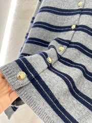 Striped Knit Long-Sleeve Cardigan