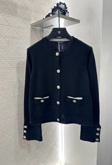 Contrast-color knit cardigan
