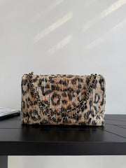 Leopard-Print Flap Bag (Large, 38cm)