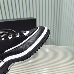 Square round toe lace-up casual shoes