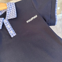 Short sleeve + pleated skirt suit