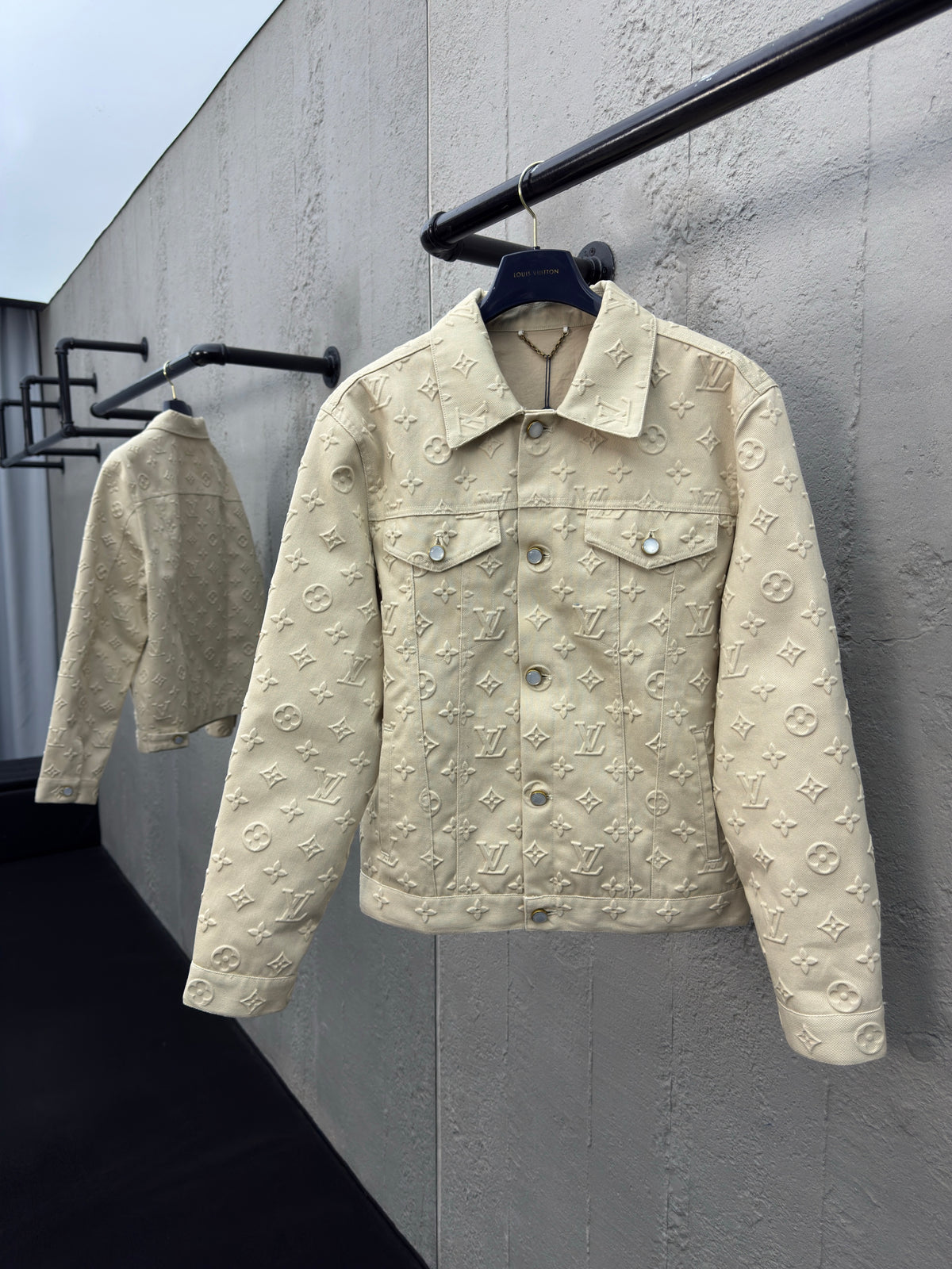 Fully embossed denim jacket