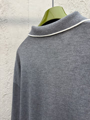 Contrast color knitted pullover sweater