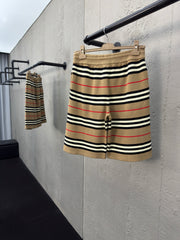 Striped wool shorts