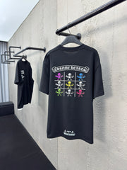 Nine-grid skull short sleeves on the back