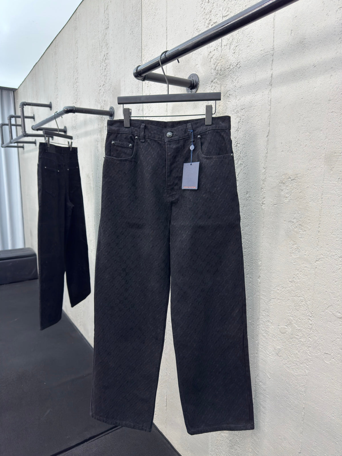 Checkerboard flocked jeans