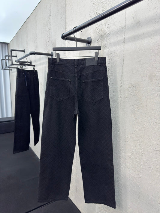 Checkerboard flocked jeans