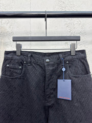 Checkerboard flocked jeans