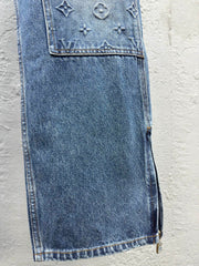 Embossed embossed denim trousers