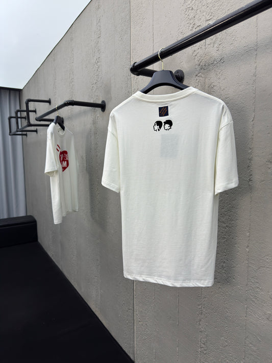 Heart print short sleeves