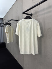 Checkerboard embroidered wool short sleeves