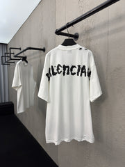 Back ink-splashed printed short sleeves