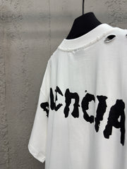 Back ink-splashed printed short sleeves