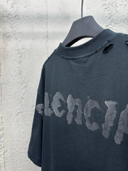 Back ink-splashed printed short sleeves