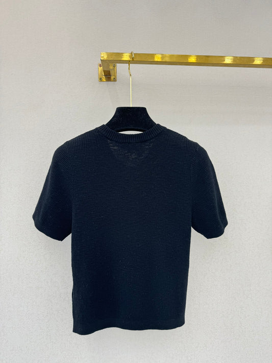 Round neck short sleeve half cardigan