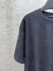 Checkerboard embroidered woolen short sleeves