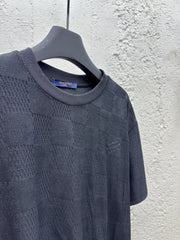 Checkerboard embroidered woolen short sleeves