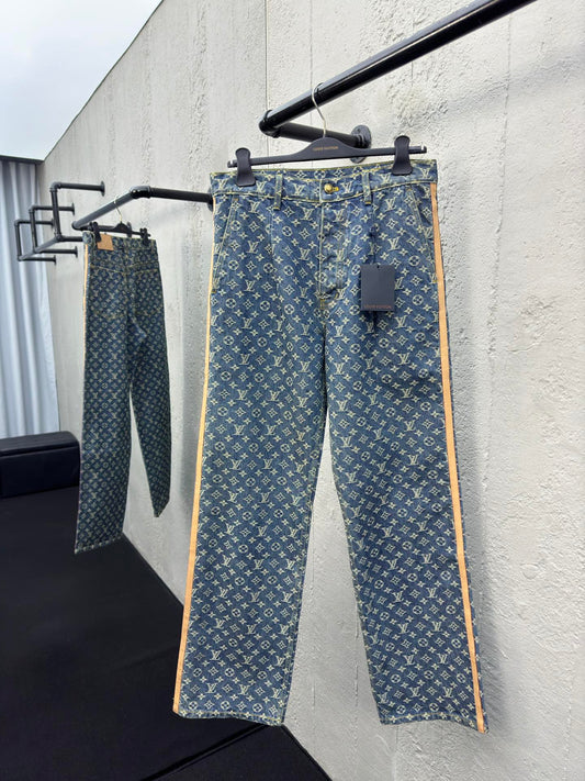 Jacquard full-print seam jeans